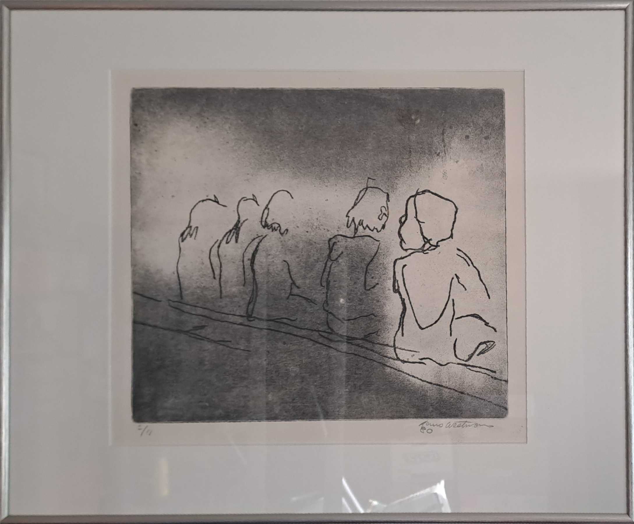 copper plate print - aquatint | Fr&auml;nsta barn - quick drawing study