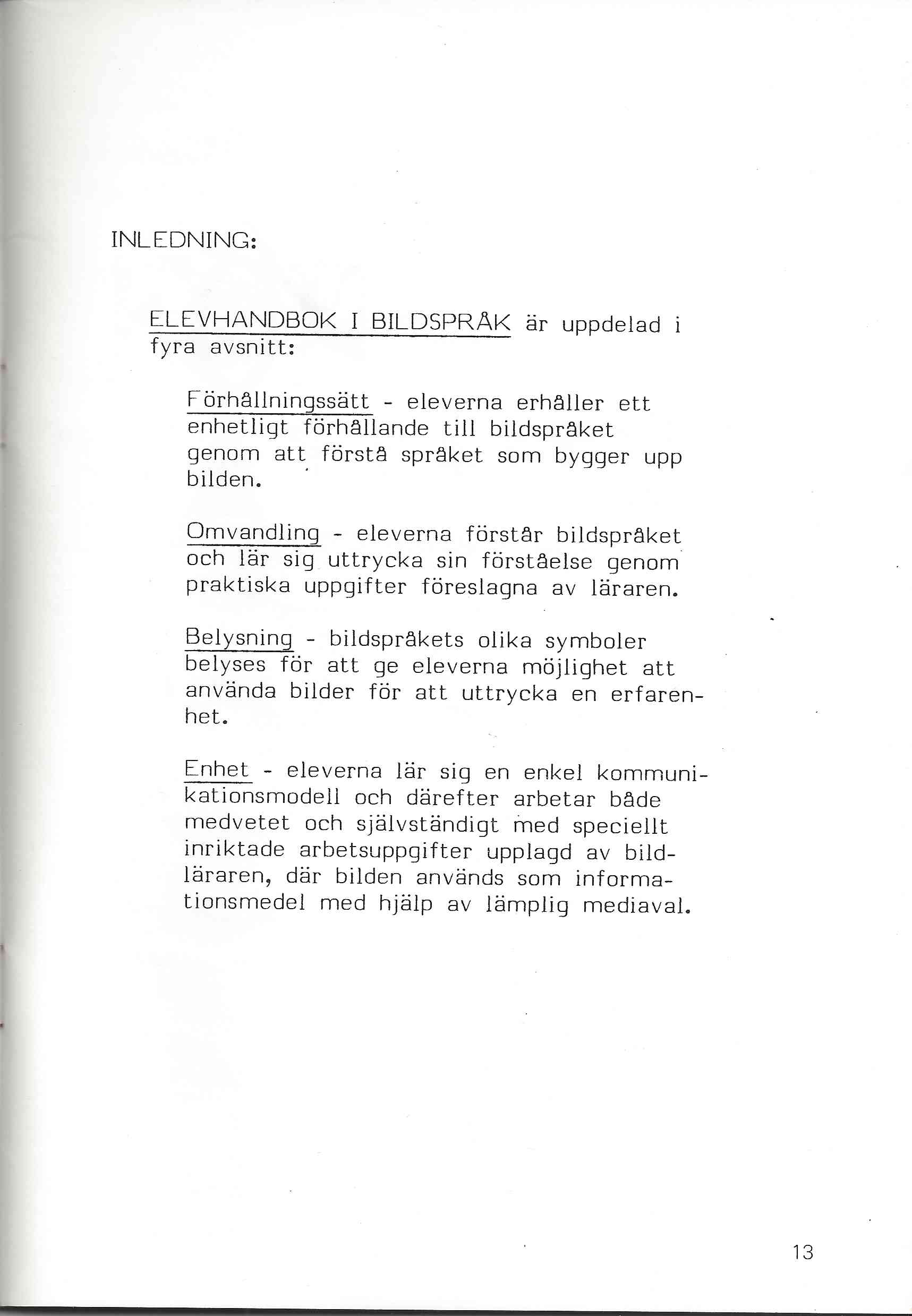 Elevehandbok i Bildspr&aring;k | introduction